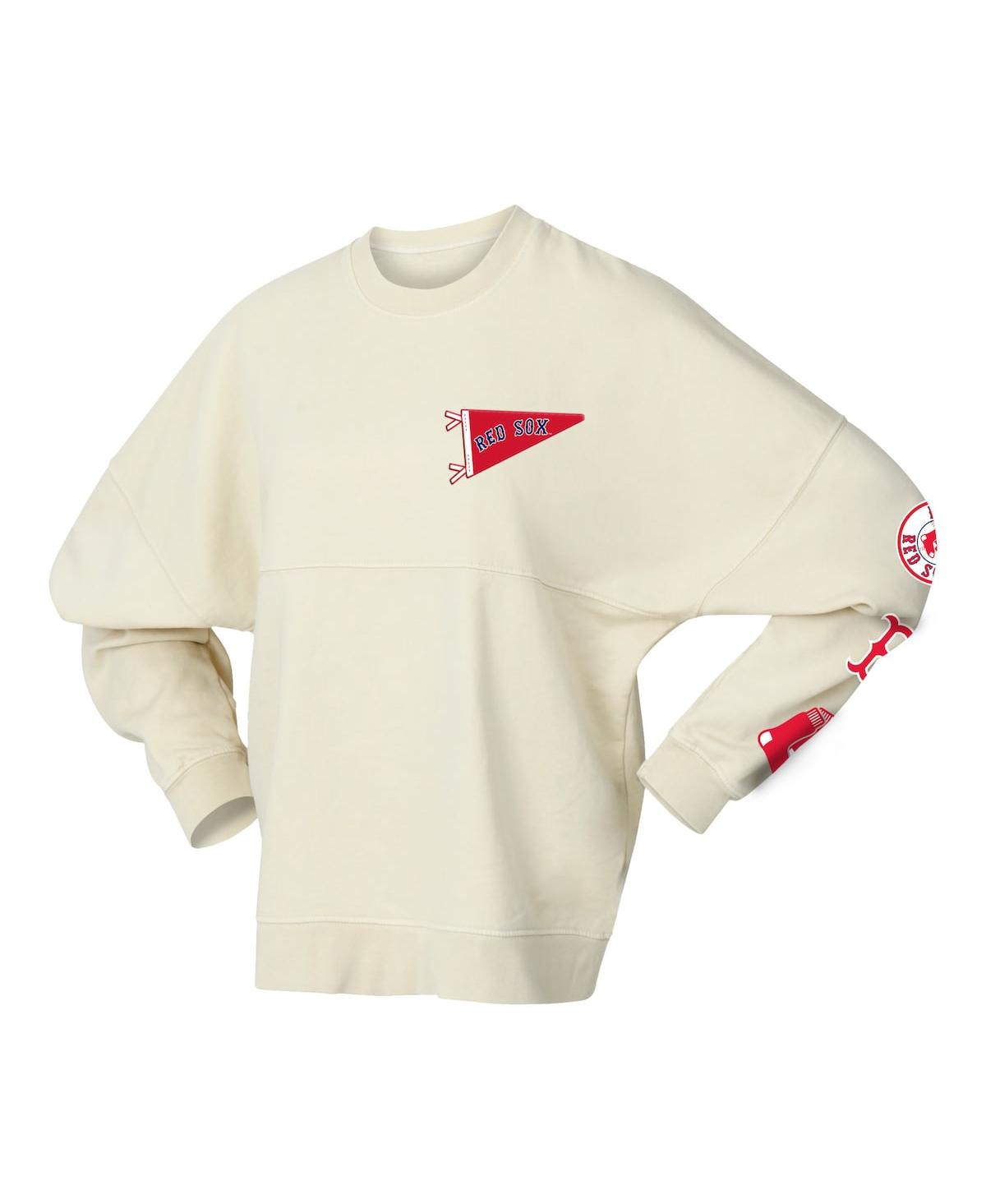 Fanatics Women's Tan Boston Red Sox Pennant Flag Branded Fleece Pullover Sweatshirt In Neutral
