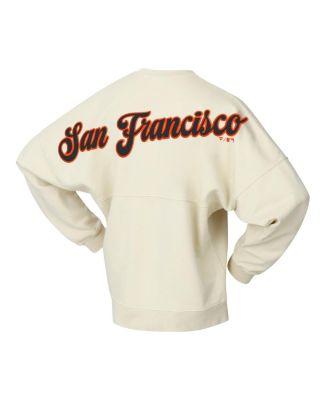 Women's Tan San Francisco Giants Pennant Flag Branded Fleece Pullover Sweatshirt