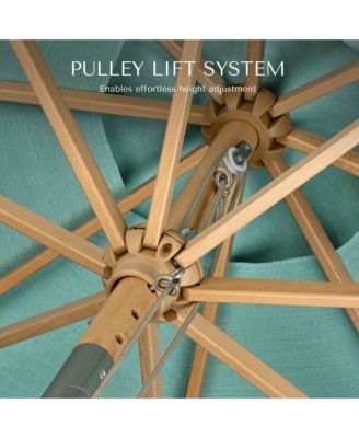 9Ft Patio BOHO Market Patio Umbrella 260GSM Acrylic Fabric 5-Year-Non-Fading Resort Outdoor Market Peppermint Green