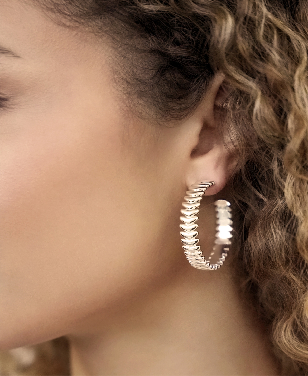 Ettika Metal Moderna Large Half Hoop Earrings