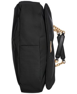 Crepe Large Nylon Shoulder with Chain Strap