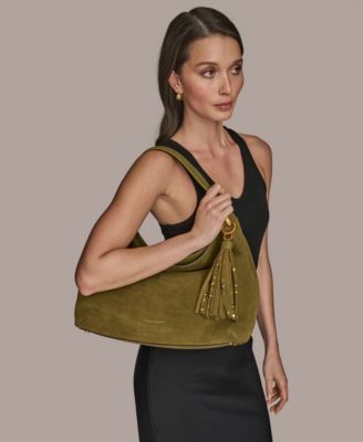 Glenwood Suede Shoulder with Beaded Tassel Detail