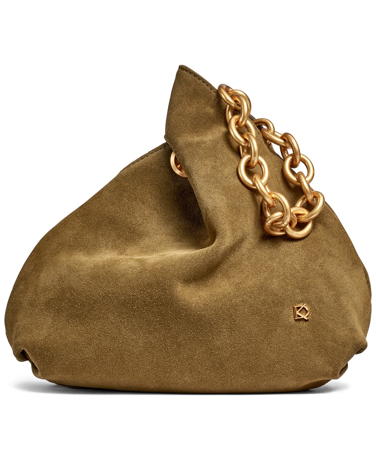 Lawrence Suede Wristlet with Chain Strap - Smoky Olive