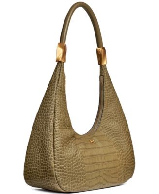Quogue Embossed Croco Leather Mini Hobo Shoulder Bag
