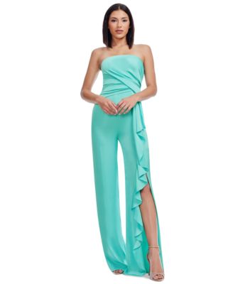 Dress the Population - Women's Shawn Ruffled Side-Slit Jumpsuit