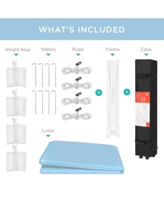 8x8ft Easy Setup Pop Up Canopy w/ 1-Button Setup, Wheeled Case, 4 Weight Bags