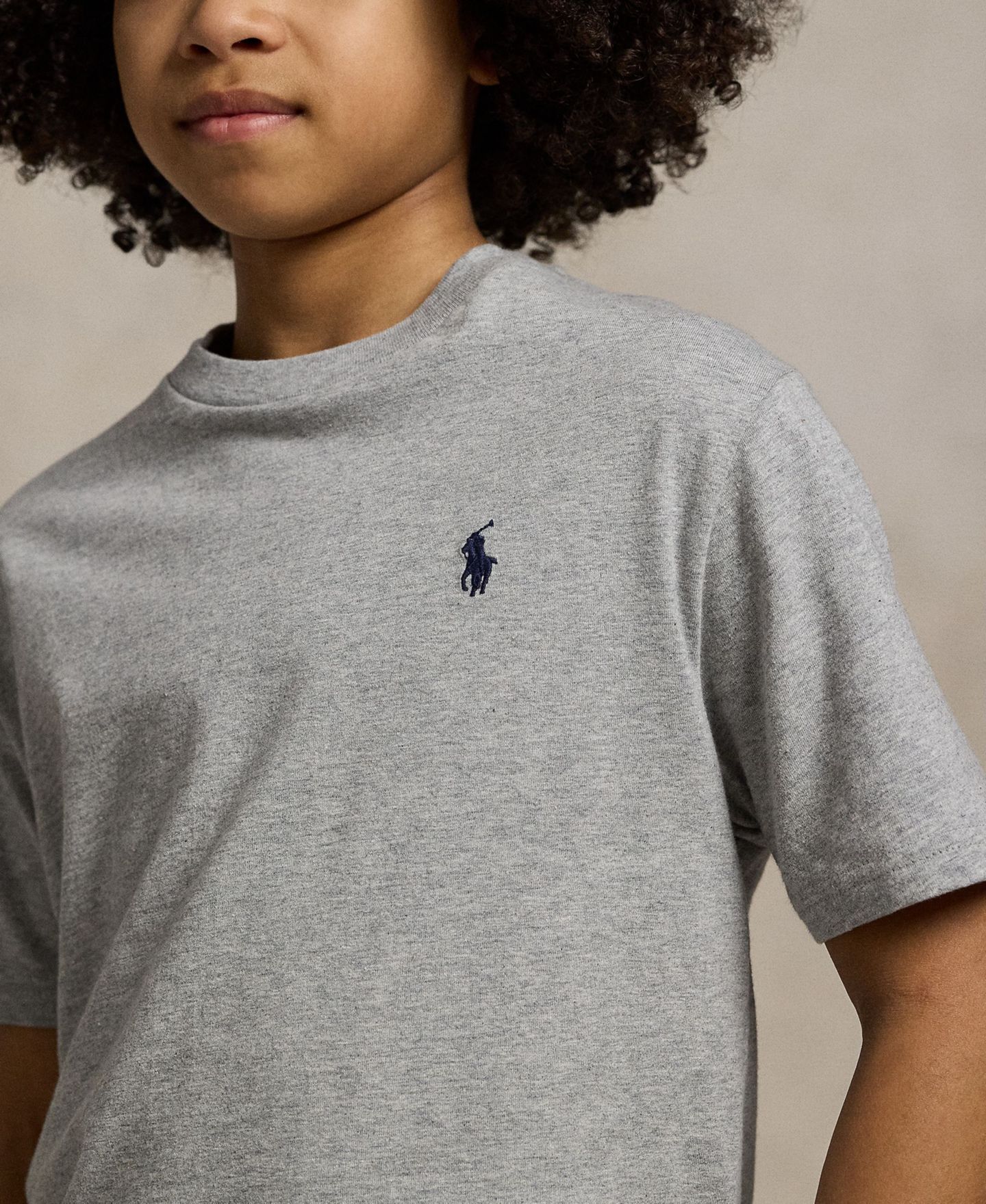 Футболка Polo Ralph Lauren Cotton Jersey Crewneck T-Shirt для мальчиков, цвет: Меланжевый серый — фото 3