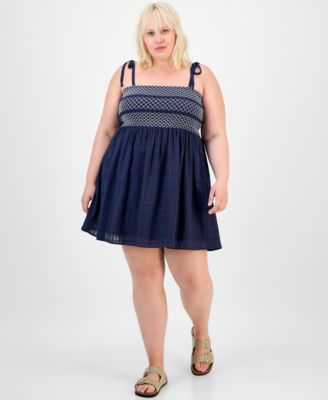 Trendy Plus Two-Tone Smocked-Bust Dress