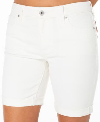 Juniors' Cuffed Hem Bermuda Denim Shorts