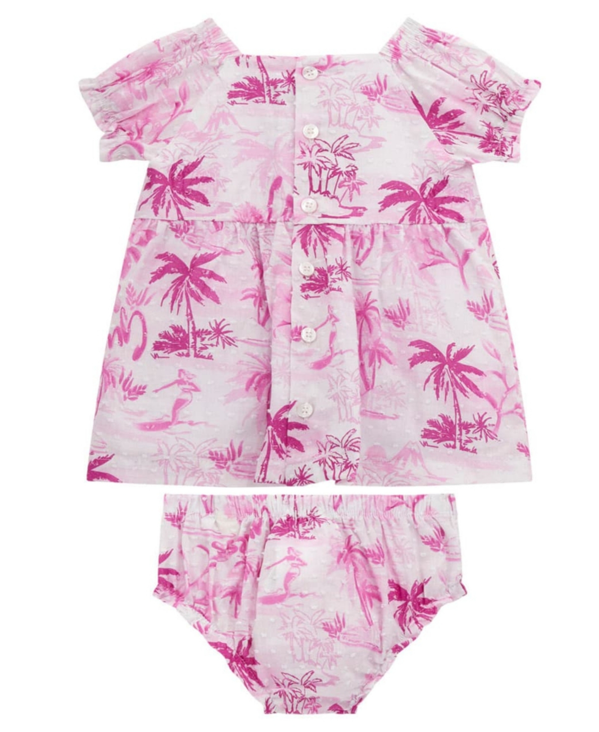 Guess Baby Girls 2-piece Puff Sleeve Printed Dress And Coordinating Bloomer Set