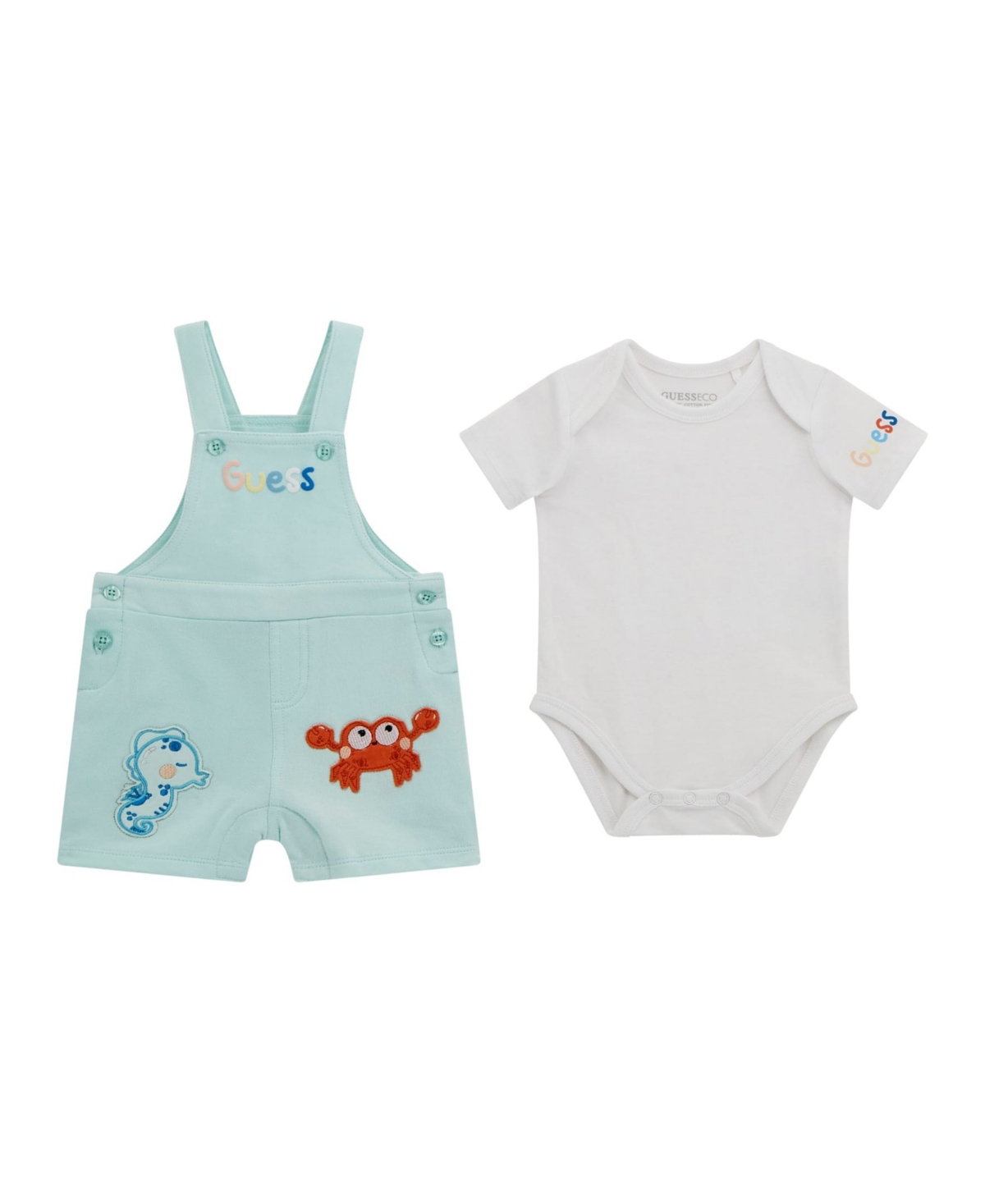 Guess Baby Boys 2-piece Bodysuit And Terry Overall Set