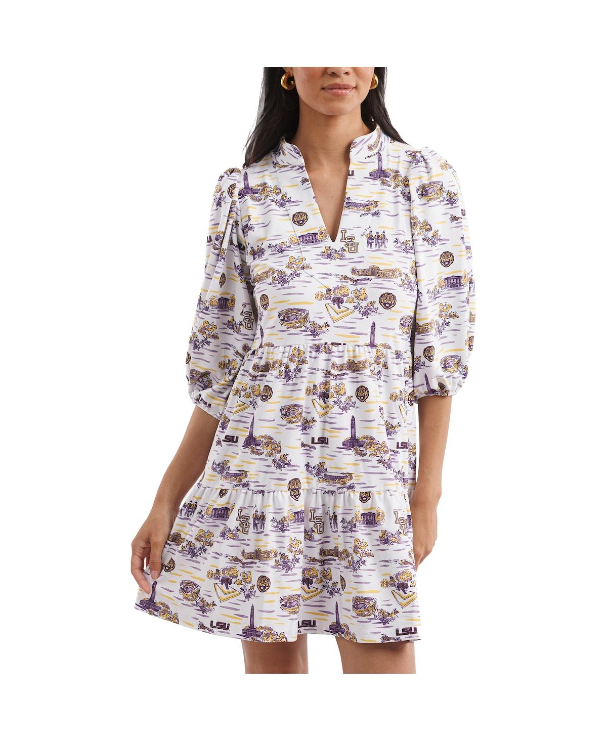 Women's White/Purple Lsu Tigers Tailgate Collection Tory Dress - White, Purple