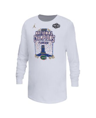 Jordan - Big Boys and Girls White Florida Gators 2025 NCAA Men's Basketball National s Expressive Long Sleeve T-Shirt