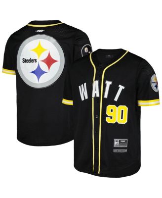 Pro Standard - Men's T.J. Watt Black Pittsburgh Steelers Mesh Button-Up Baseball Jersey