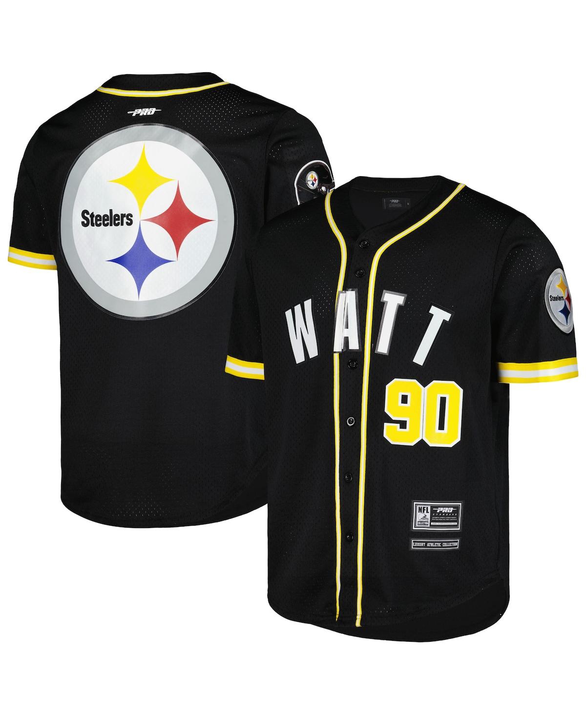 Men's T.j. Watt Black Pittsburgh Steelers Mesh Button-Up Baseball Jersey - Black