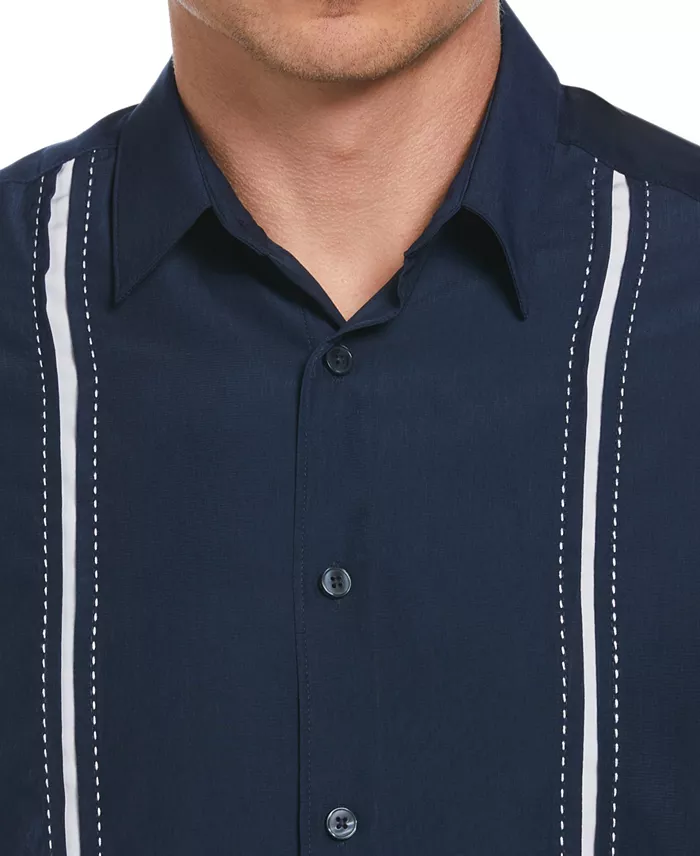 Men's Pick Stitch Panel Short Sleeve Button-Down Shirt - thumbnail 4
