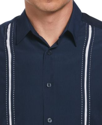 Men's Pick Stitch Panel Short Sleeve Button-Down Shirt