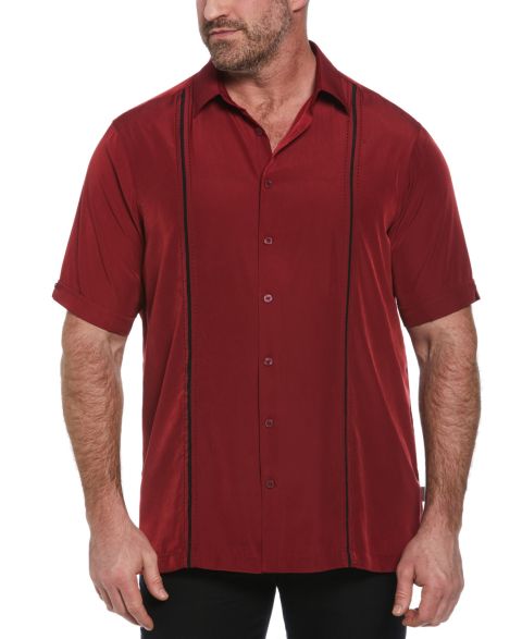 Мужская рубашка Cubavera Big & Tall Stripe Short Sleeve, цвет: Красный