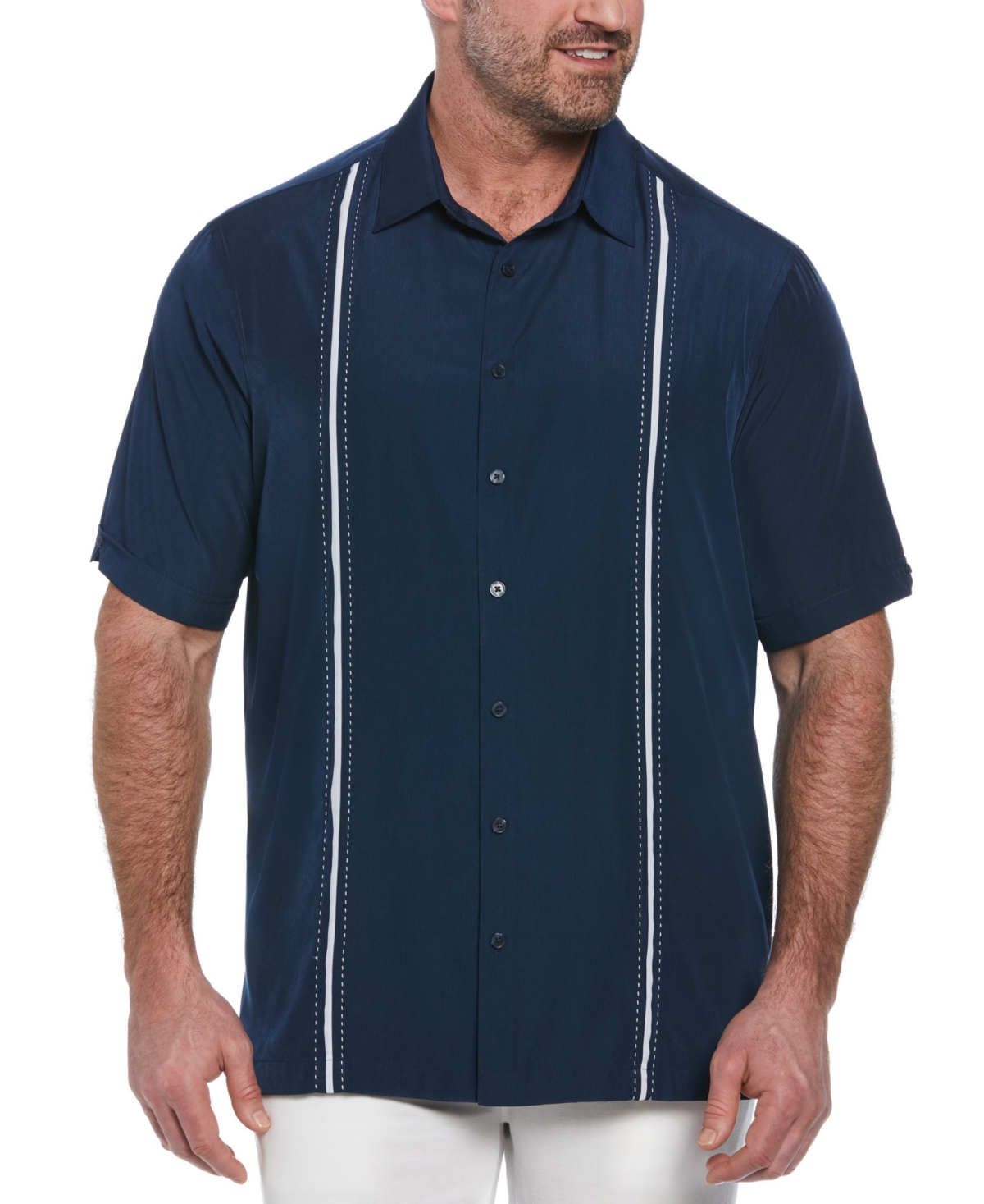 Men's Big & Tall Stripe Short Sleeve Shirt - Jet Black