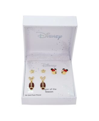 Cubic Zirconia Mickey Mouse Football Earring Set
