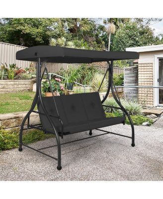 3 Seats Outdoor Swing Hammock with Adjustable Tilt Canopy
