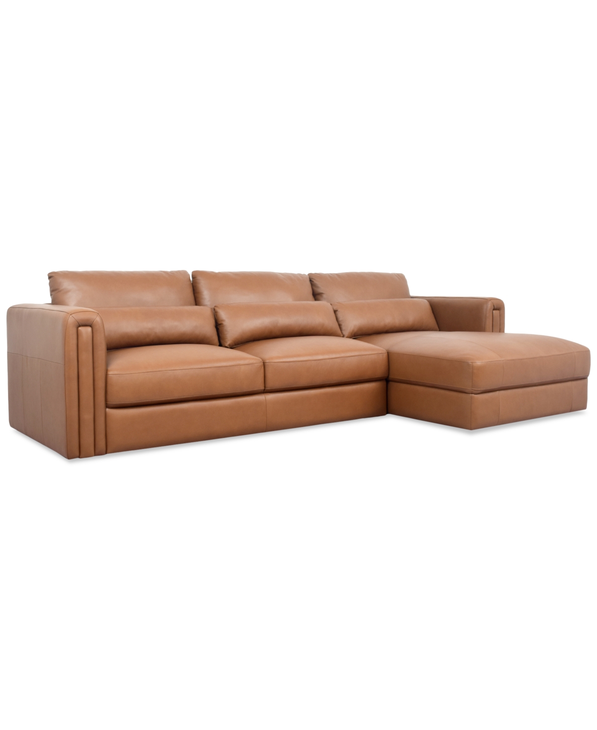 Macy's Touville 2-pc. Leather Sectional With Chaise, Exclusively At  In Brown