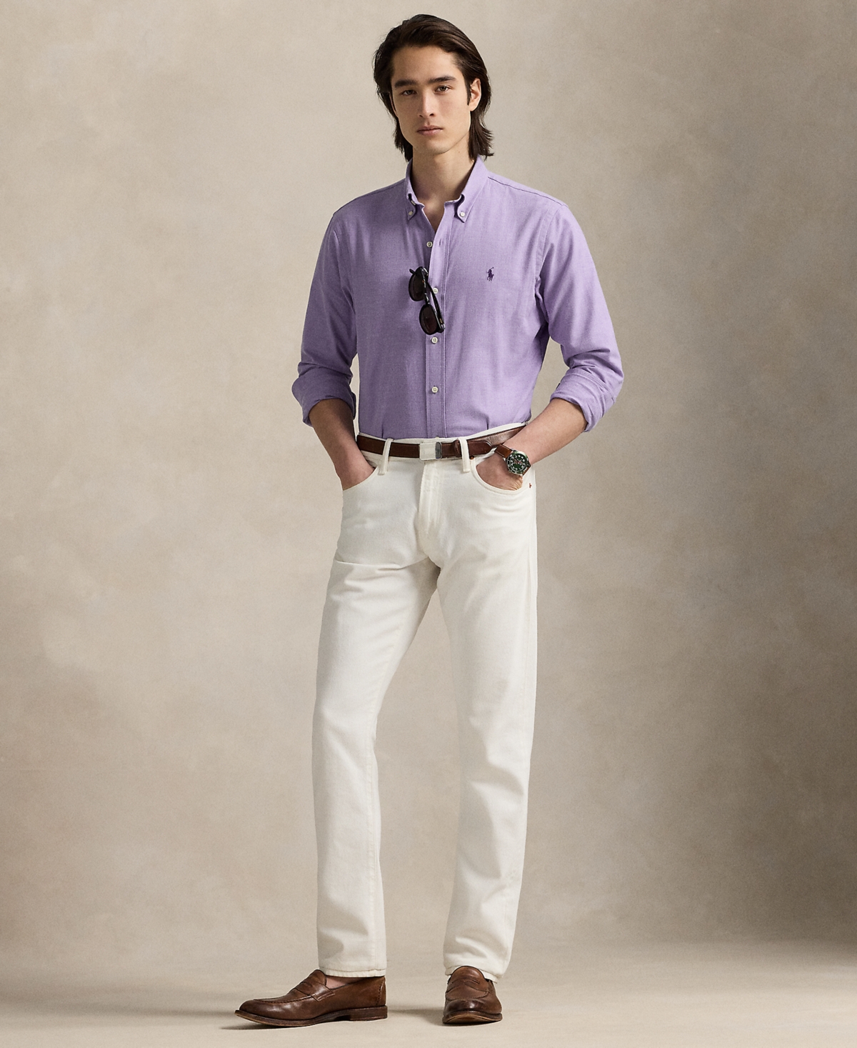 Polo Ralph Lauren Brushed Twill Button-down Shirt In Purple