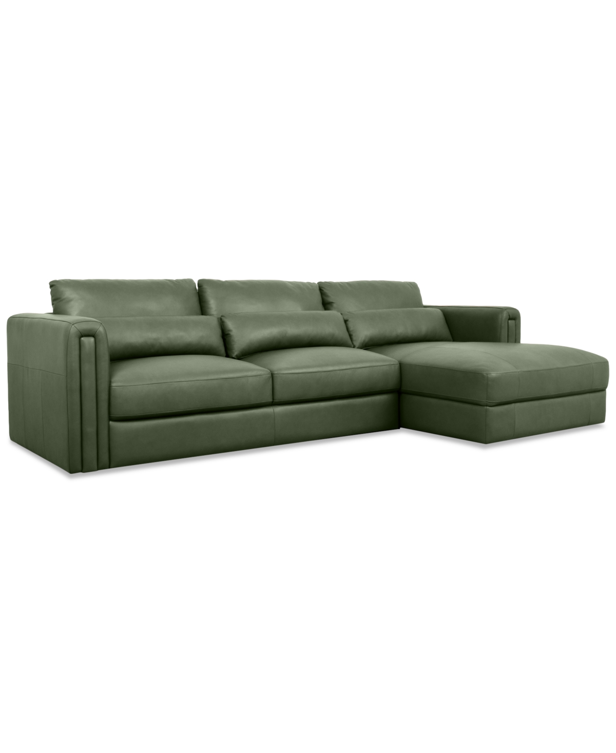 Macy's Touville 2-pc. Leather Sectional With Chaise, Exclusively At  In Green