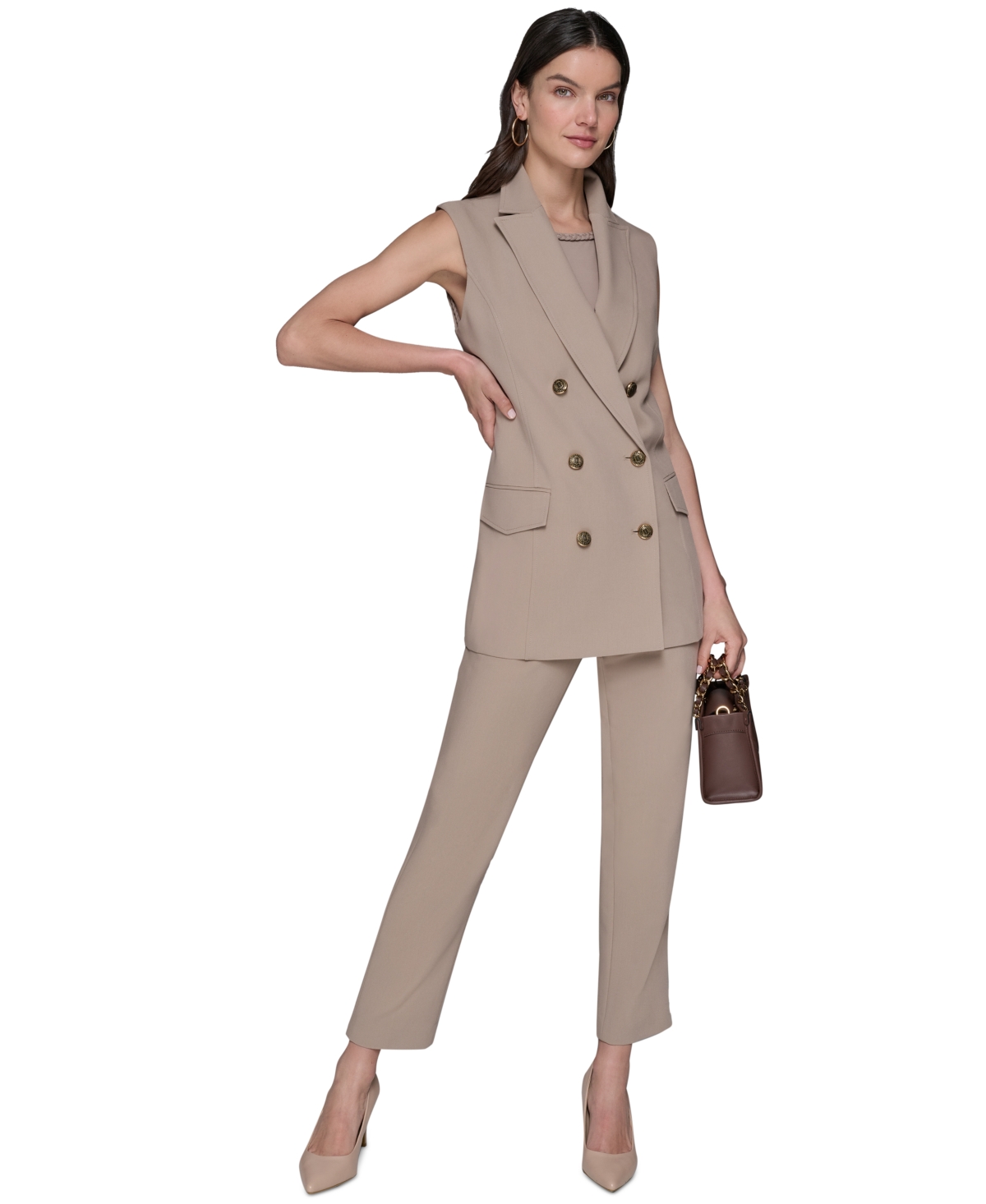 Karl Lagerfeld Women's Double-breasted Vest In Gray