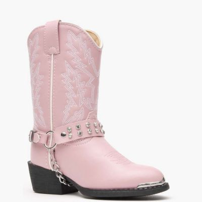 Kids Lil' Pink Rhinestone Western Boot