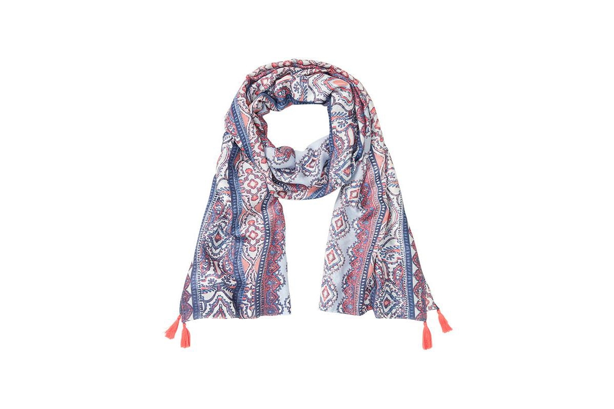 Ornamental Borer Print Tassel Scarf - Misty rose