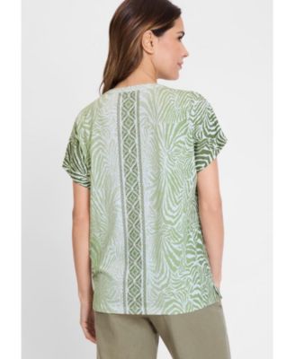 Women's Multi-Print Tie Neck T-Shirt