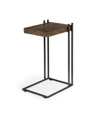 Solid Wood Square End Table with Metal Accents and Rivets