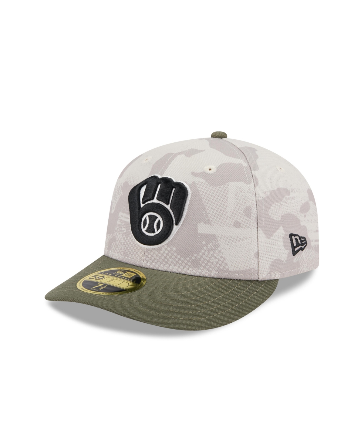 New Era Men's Light Beige/Olive Milwaukee Brewers 2025 Armed Forces Day Low Profile 59FIFTY Fitted Hat - Light Beige, Olive