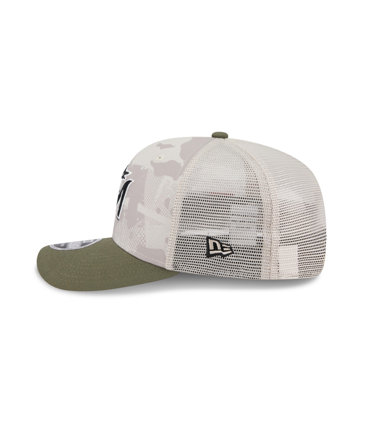 NEW ERA MEN'S LIGHT BEIGE/OLIVE MIAMI MARLINS 2025 ARMED FORCES DAY 9SEVENTY ADJUSTABLE HAT 