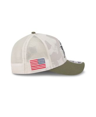 Men's Light Beige/Olive Miami Marlins 2025 Armed Forces Day 9FORTY M-Crown A-Frame Adjustable Hat