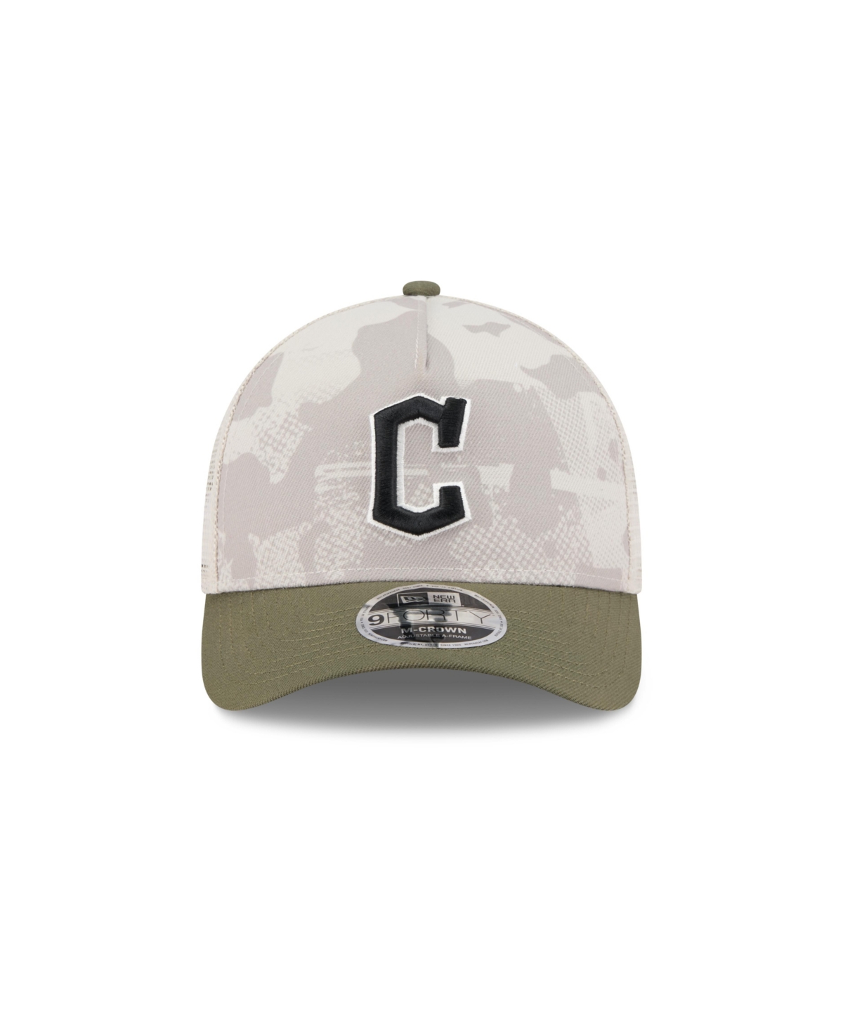 New Era Men's Light Beige/olive Cleveland Guardians 2025 Armed Forces Day 9forty M-crown A-frame Adjustable 