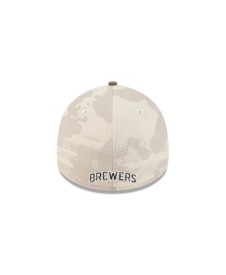 Men's Light Beige/Olive Milwaukee Brewers 2025 Armed Forces Day 39THIRTY Flex Hat