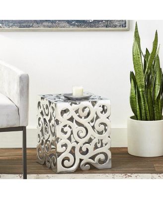 17" Silver Aluminum Square End Table