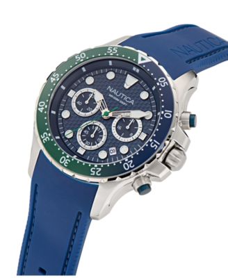 Men's Chronograph Blue Silicone Watch, 44mm