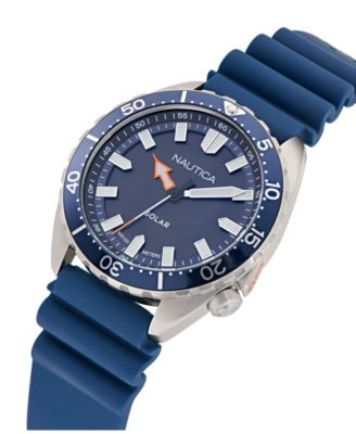 Men's Analog Blue Silicone Watch, 44mm