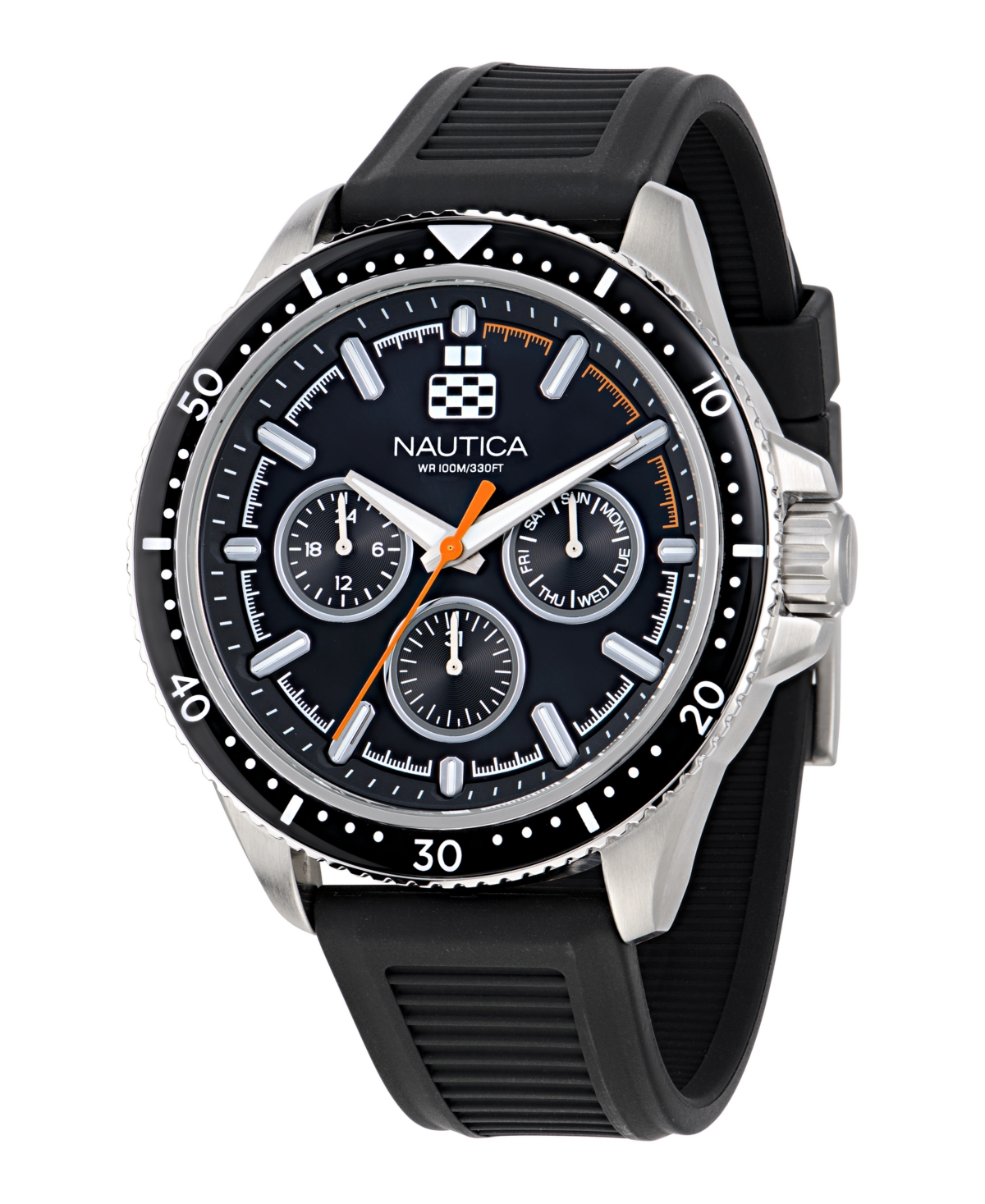 Men's Analog Black Silicone Watch, 46mm - Black