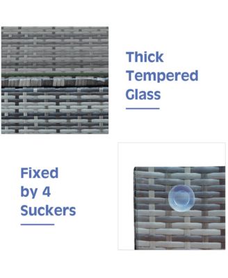 3 PCS Patio Rattan Furniture Bistro Set Cushioned Sofa Chair Glass Table Garden