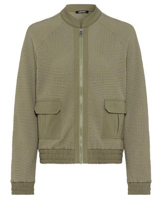 Women's Mixed Media Zip Front Bomber Jacket