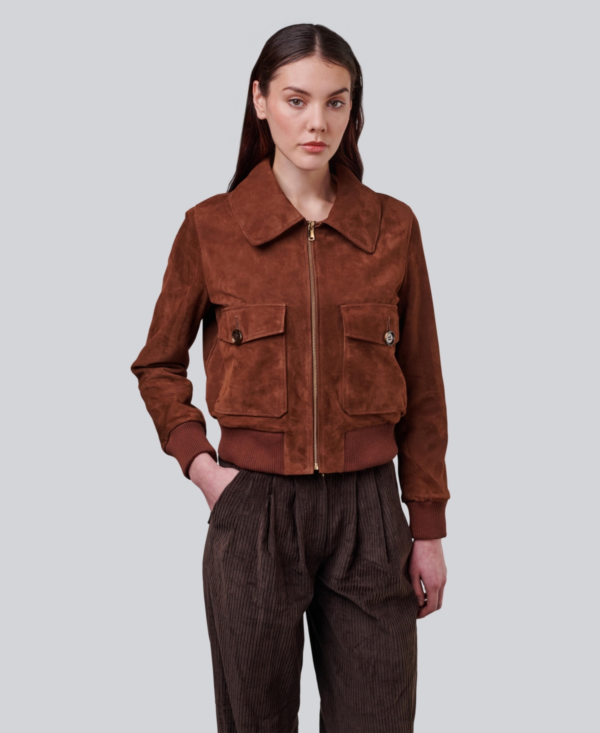 Women's Suede Cropped Jacket, Created for Macy s - Chestnut