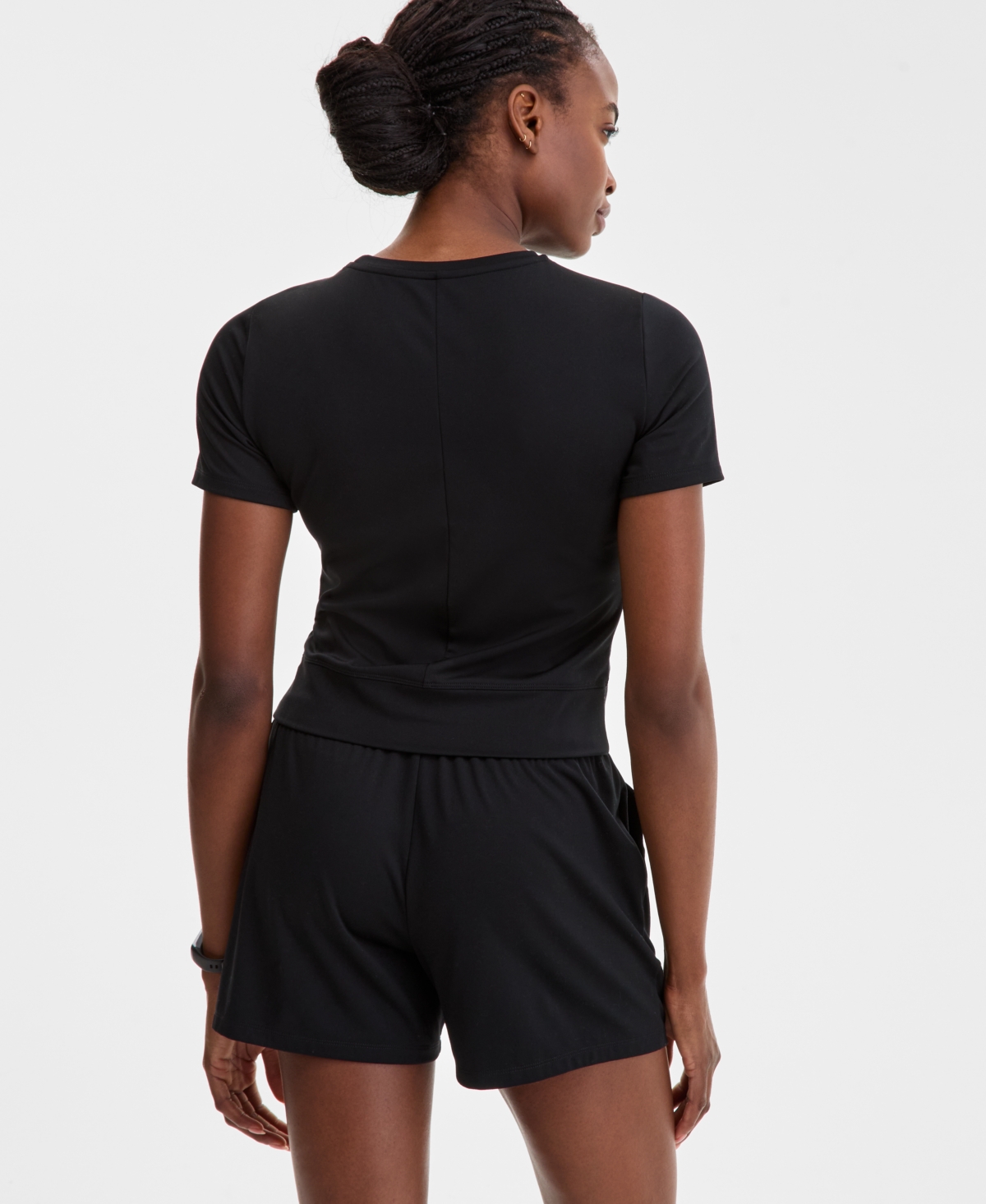 Id Ideology Women's Overlap Cropped Crewneck T-shirt, Exclusively At Macy's