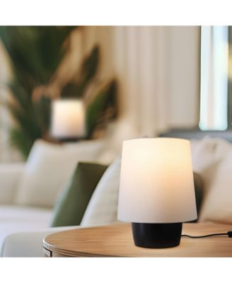 Dan LED Classic Table Lamp with Cream Tapered Drum Shade and Heavy Ceramic Base, Bulb Included (14")