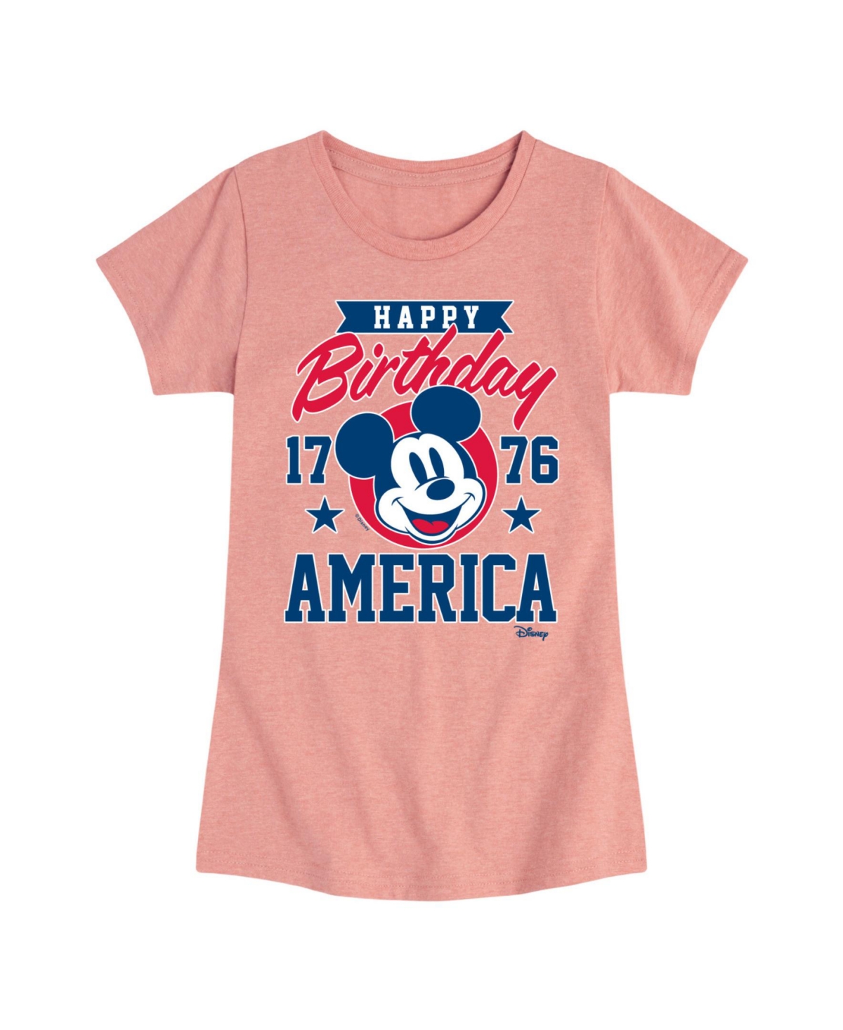 HYBRID APPAREL BIG GIRLS DISNEY MICKEY HAPPY BIRTHDAY AMERICANA GRAPHIC T-SHIRT 