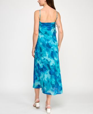 Juniors' Printed Chiffon Slip Midi Dress