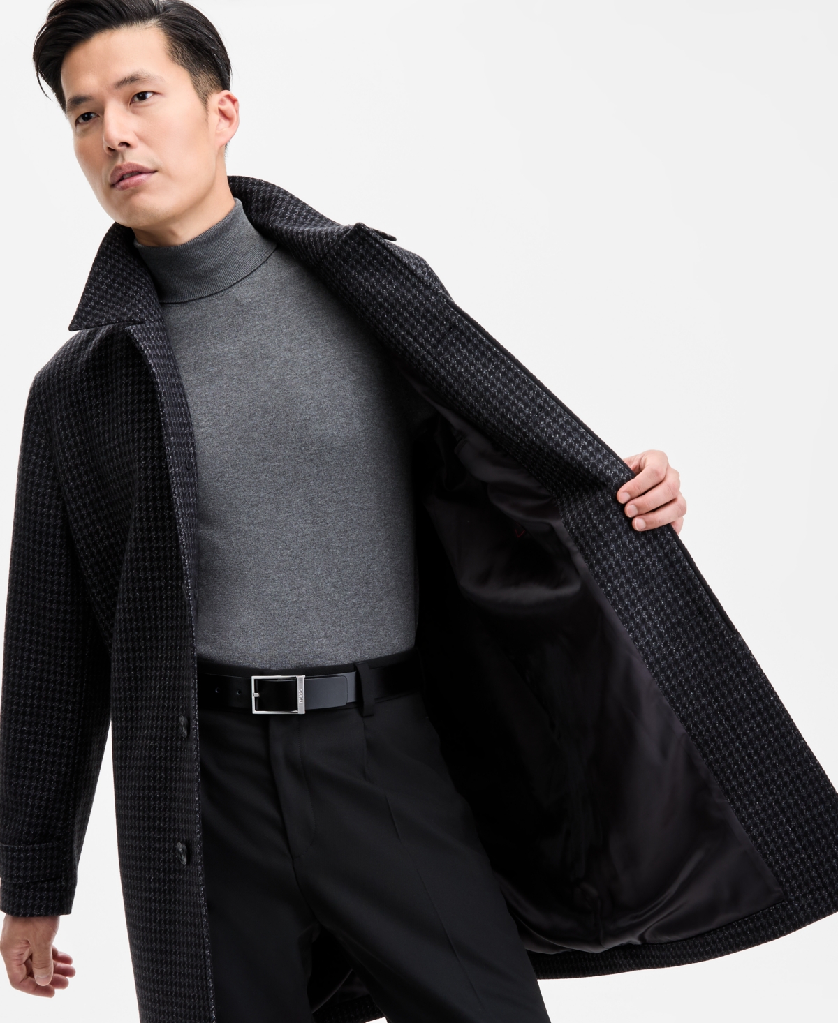 Hugo Boss Hugo By  Men's Regular-fit Houndstooth Overcoat In Animal Print